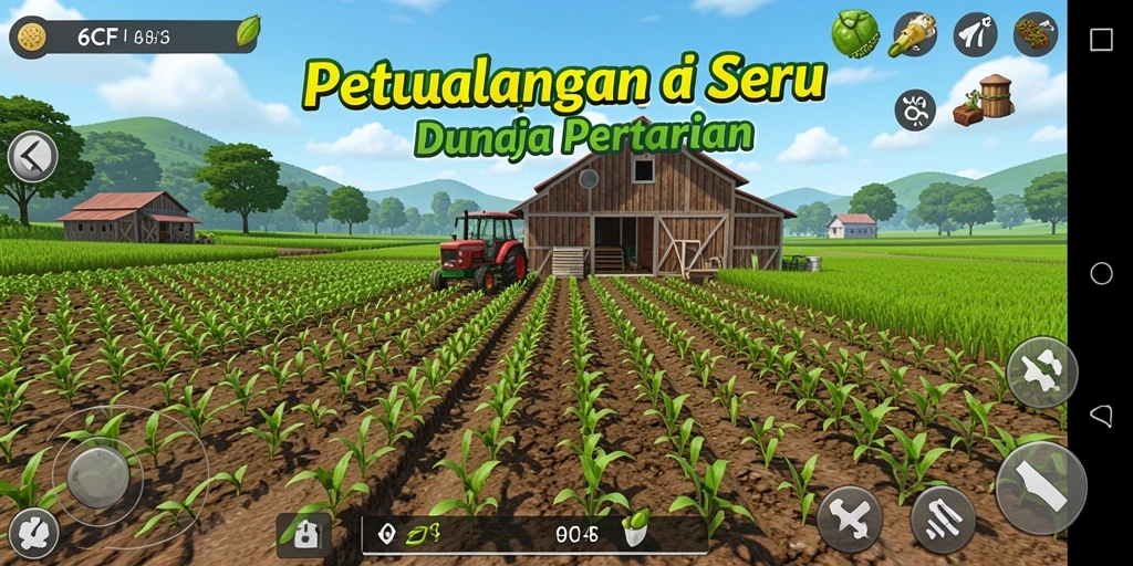 Screenshot gameplay 6CF menampilkan aktivitas pertanian yang seru.