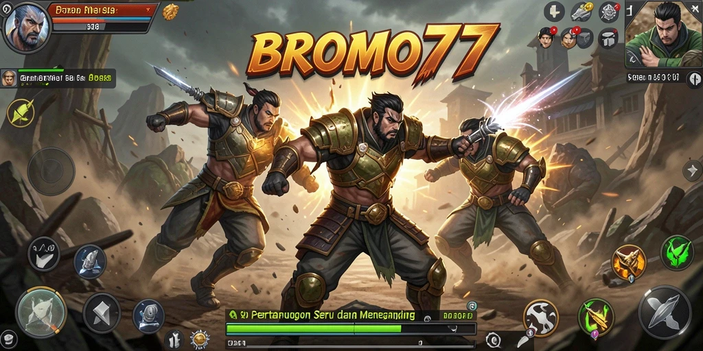 Tampilan aksi intens dalam pertarungan BROMO77 yang menegangkan.