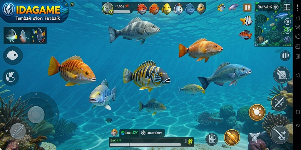 Screenshot gameplay seru dari IDAGAME saat menangkap ikan.