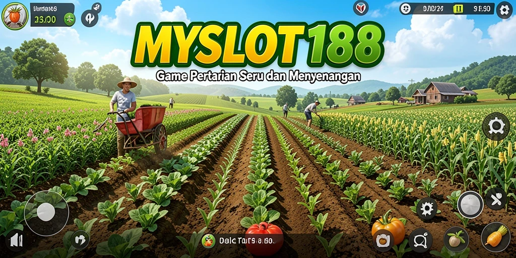 Tampilan gameplay seru di MYSLOT188 dengan kebun yang indah.