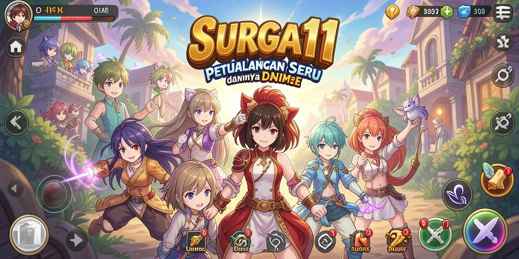 Gameplay SURGA11 menampilkan aksi seru dan karakter anime yang dinamis.